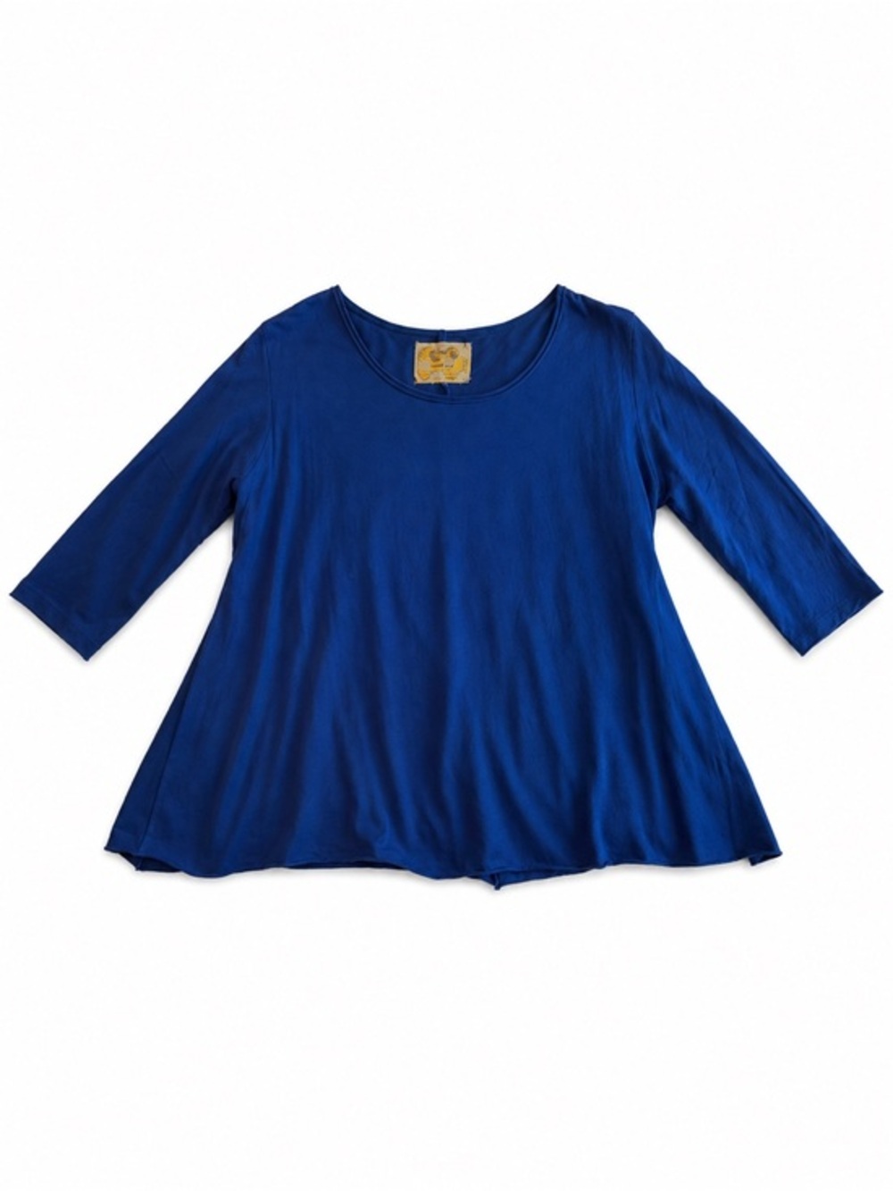 Nation Medium Cotton One Size 3/4 sleeve Shirt Blue Like New Luxury Designer